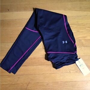 Under Armour Black Fitted Leggings with Pink Trim